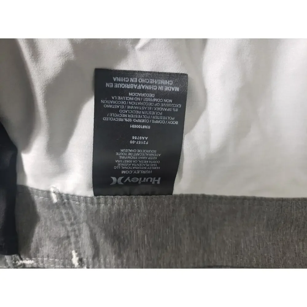Hurley Phantom Mens Board Shorts Size 32 Black Gray Striped Swim Beach Resort
